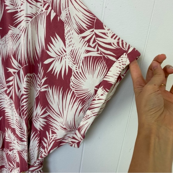 Torrid Collared Dress shirt Dress Size 4X Shaded Palm Button Front Rayon Pink - Picture 7 of 15